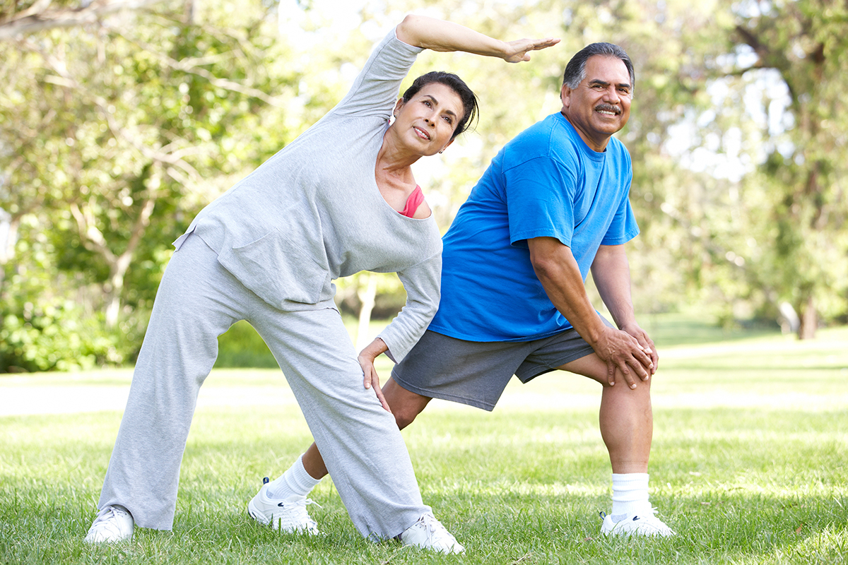 a man and woman stretching after getting PRP therapy in Fort Worth.